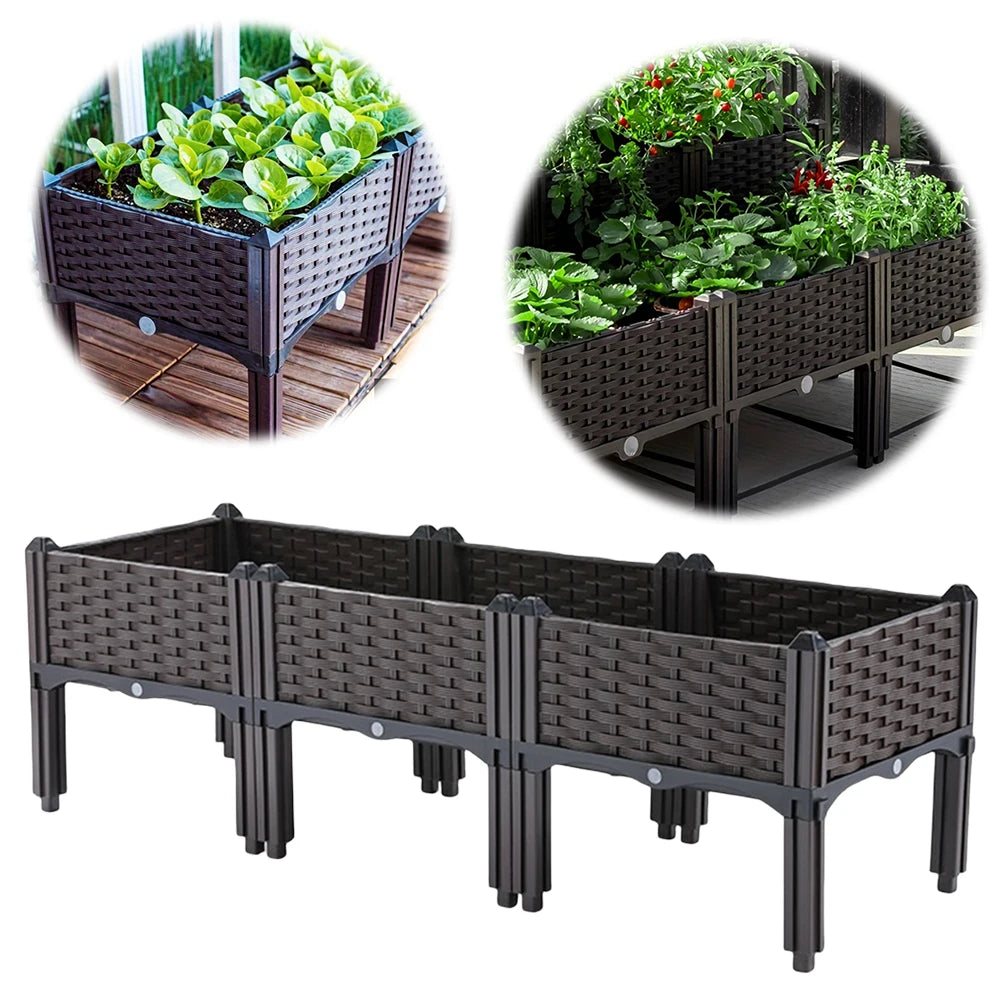 Plastic Raised Garden Bed With Legs Raised Planter Box Indoor Outdoor Drainage