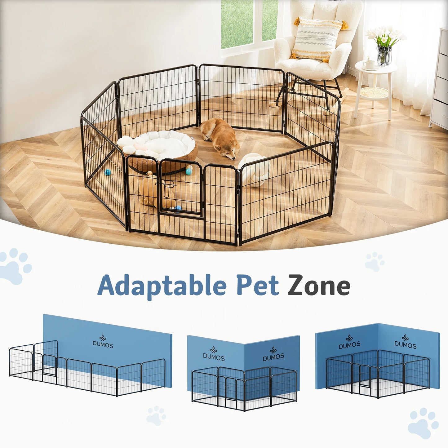 JHK Metal 8 Panels Dog Playpen Foldable Outdoor Exercise Fence