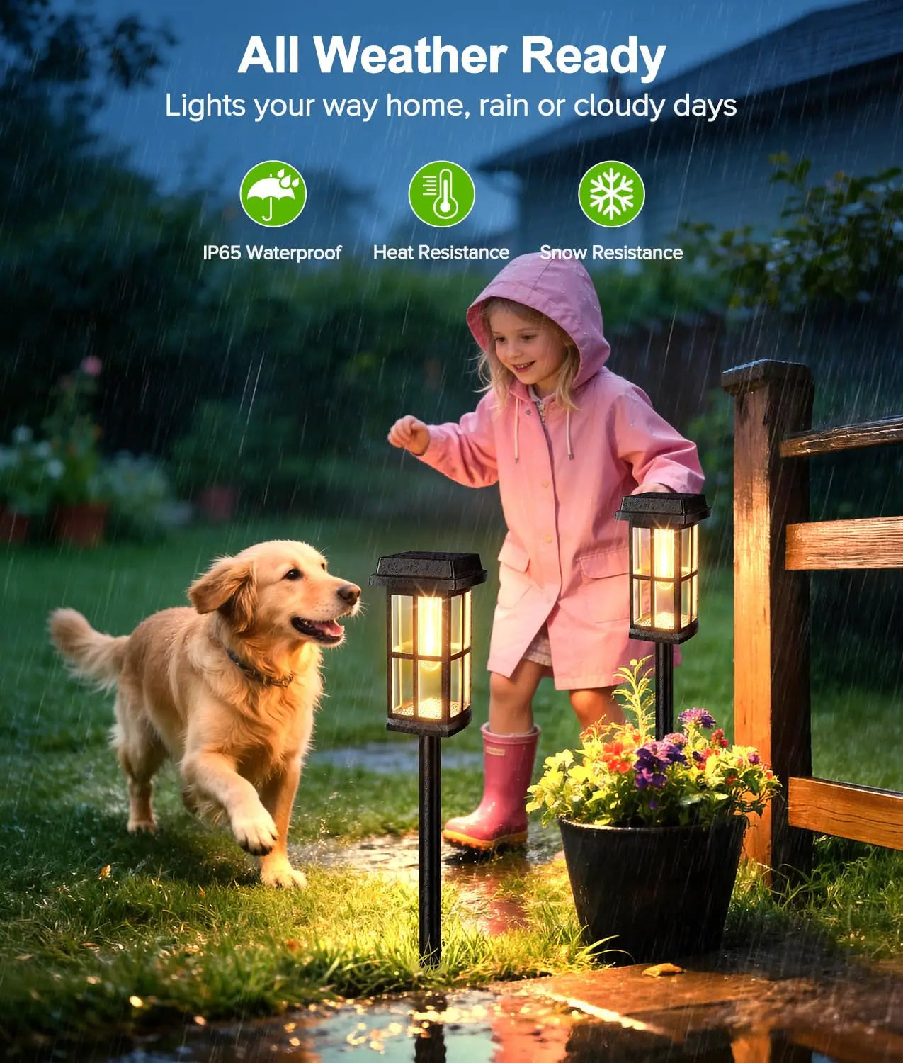 Solar Powered Pathway Lights IP65 Waterproof Outdoor Landscape Lighting