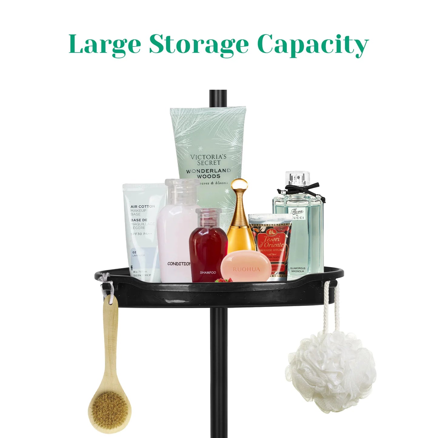 HiMISS Corner Shower Caddy Tension Pole Four Tier Storage Organizer