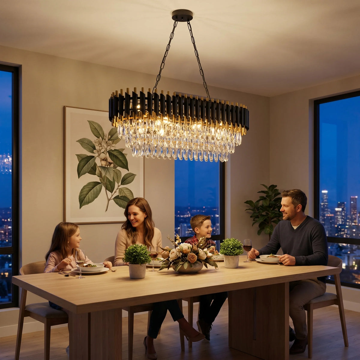 Modern Dimmable Crystal Chandelier For Home Kitchen Bedrooms Ceiling Lighting