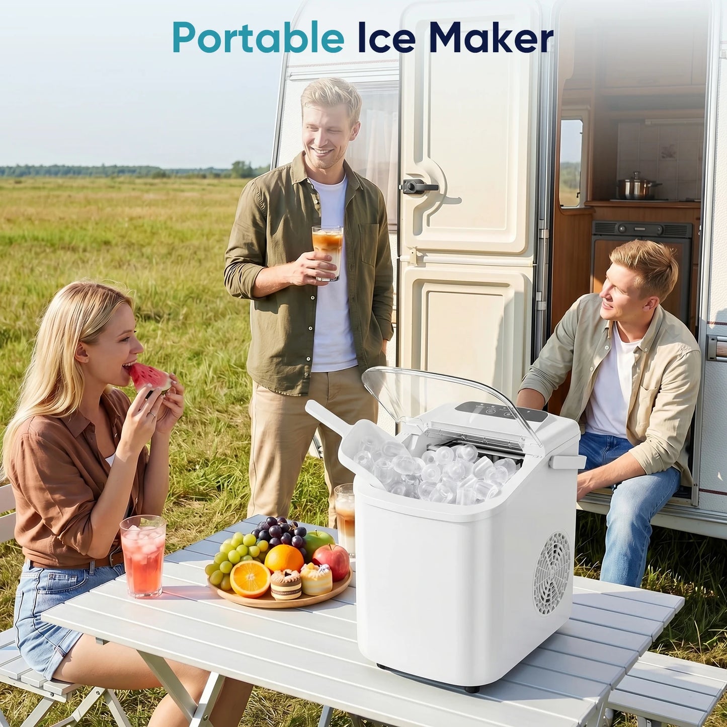 Countertop Portable Ice Maker With Scoop Handle For Home Kitchen