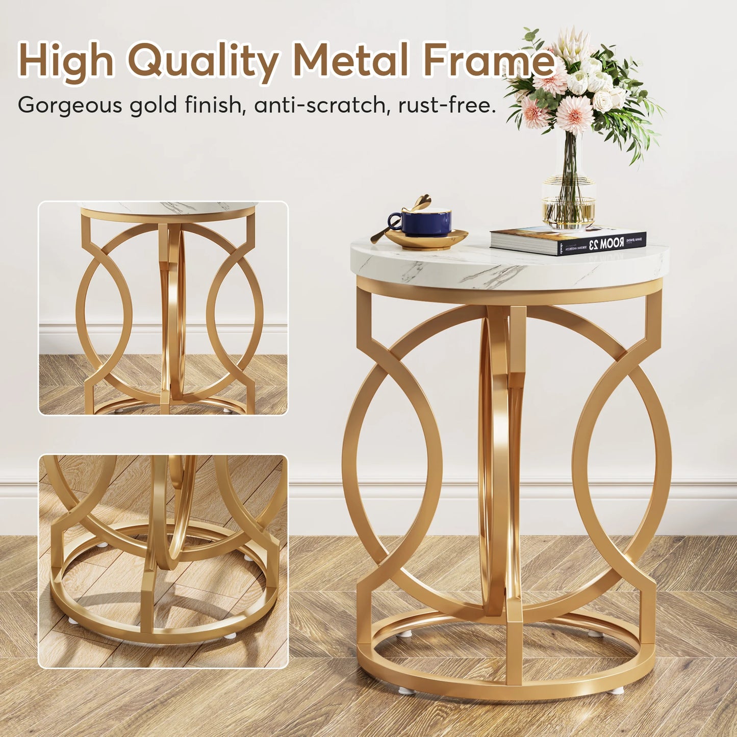 Tribesigns Modern Round End Table With Thick Wood Top