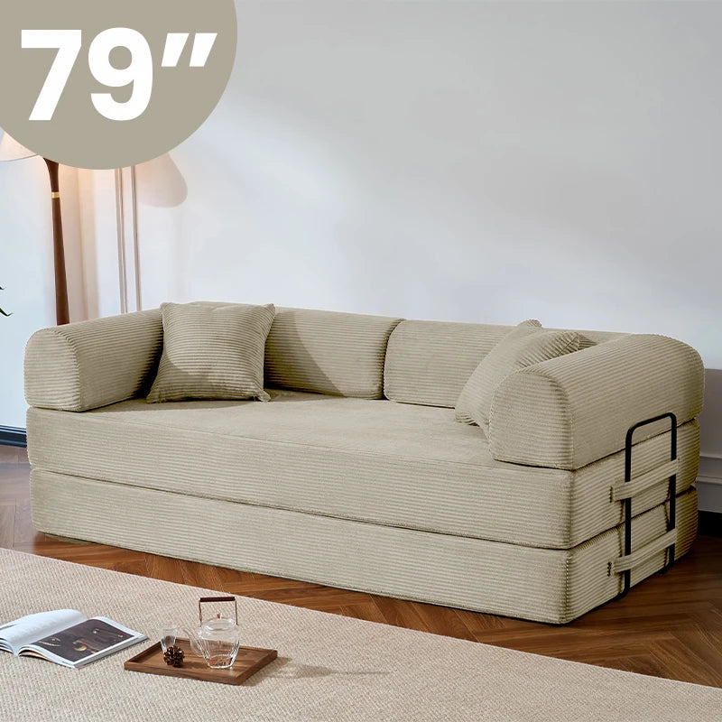 Corduroy Convertible Sofa Bed Foldable Loveseat Sleeper
