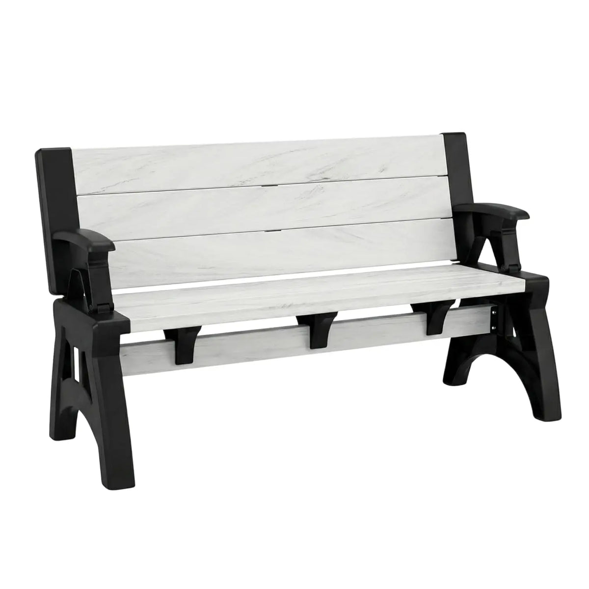 Convertible Bench Table Weather Resistant Vinyl Patio Furniture Easy Assembly