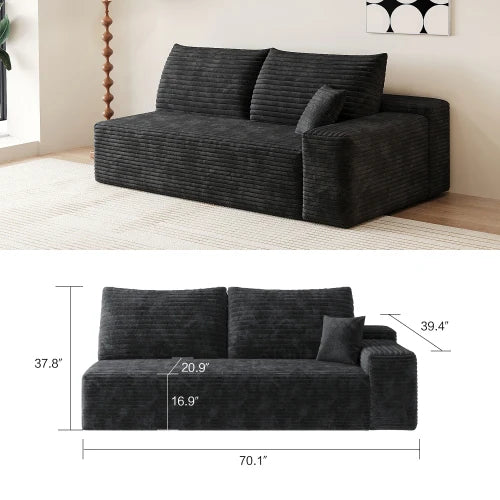 YQXH Cloud Style Sectional Sofa With Corduroy Cover And Memory Foam Cushions