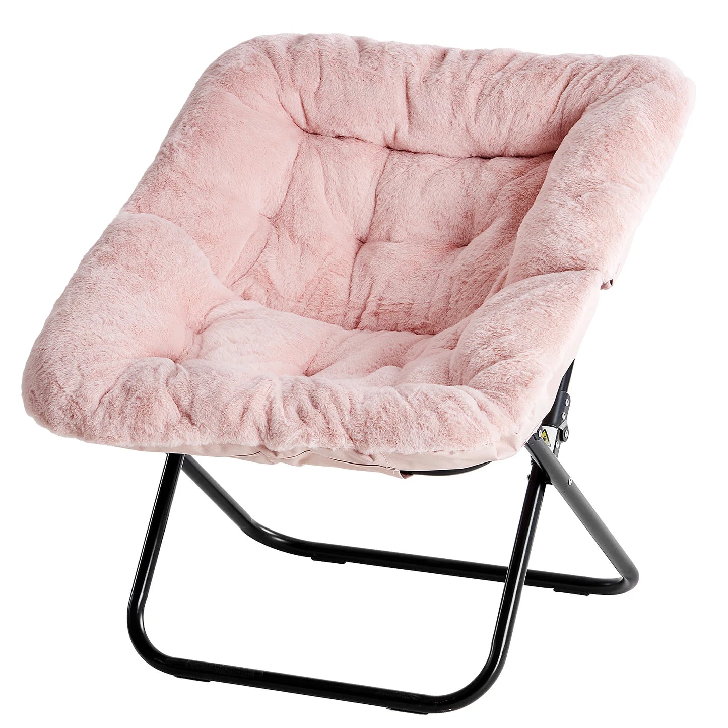 JHK Cozy Saucer Chair With Faux Fur Padded Seat And Metal Frame