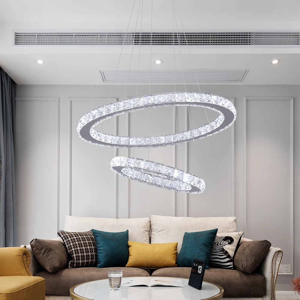 GreeLustr Modern Crystal Pendant Light Dimmable LED Ceiling Hanging Lamp