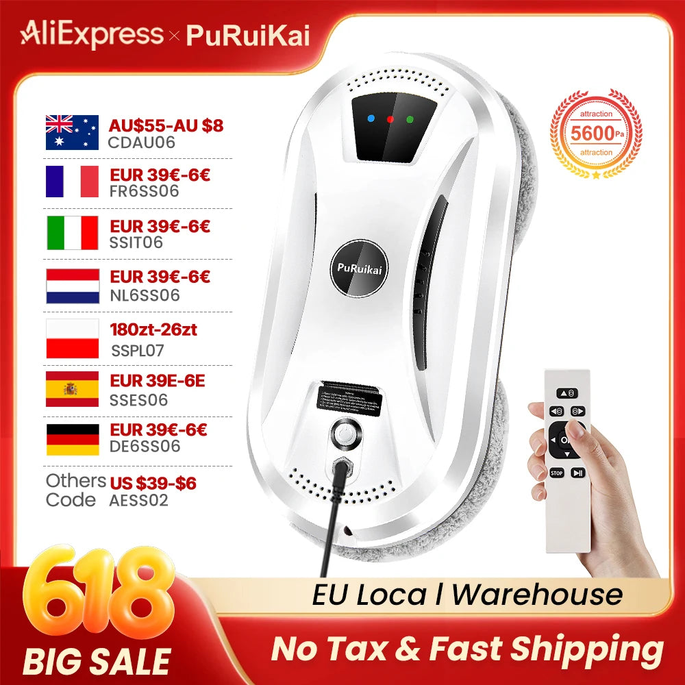 PuRuikai Ultra Thin Electric Window Cleaning Robot With Remote Control