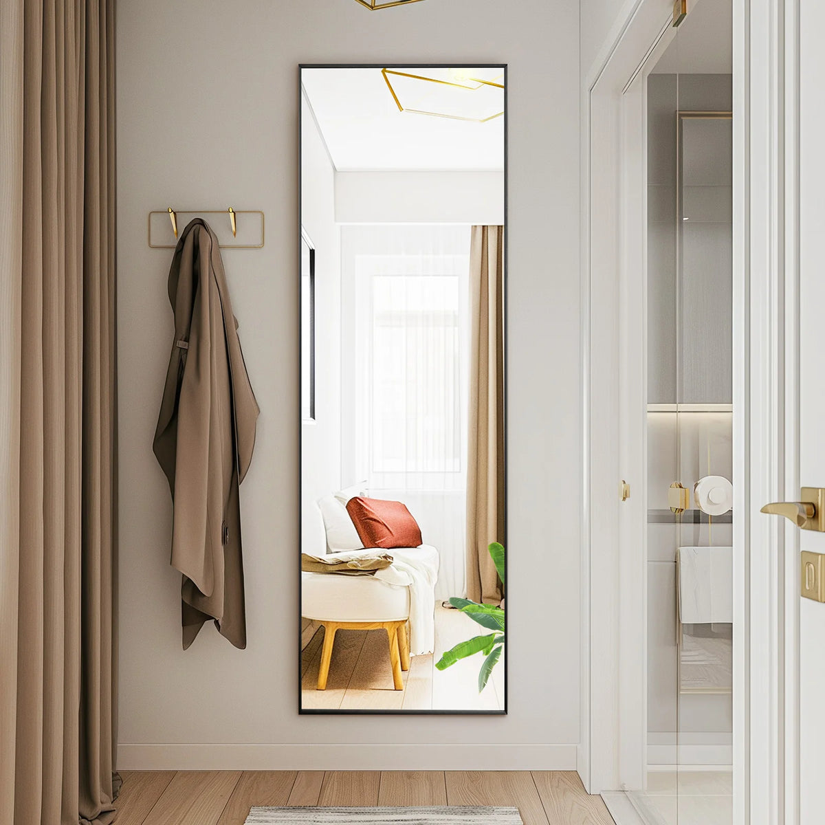 JHK Modern Full Body Standing Wall Mirror With Aluminum Frame
