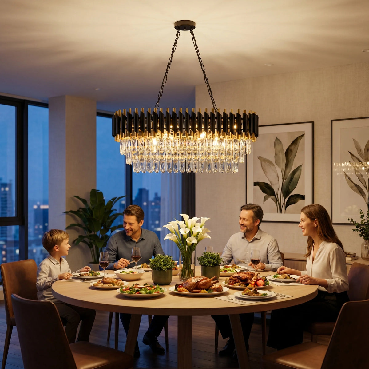 Modern Dimmable Crystal Chandelier For Home Kitchen Bedrooms Ceiling Lighting