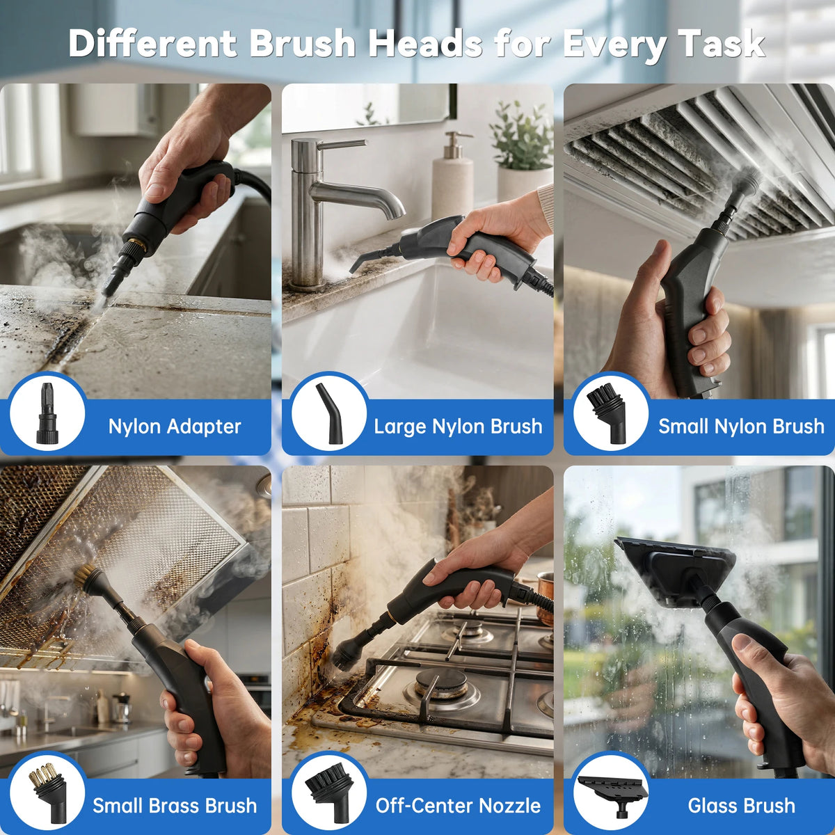 2500W Portable Handheld Steam Cleaner With Multiple Accessories Us Plug