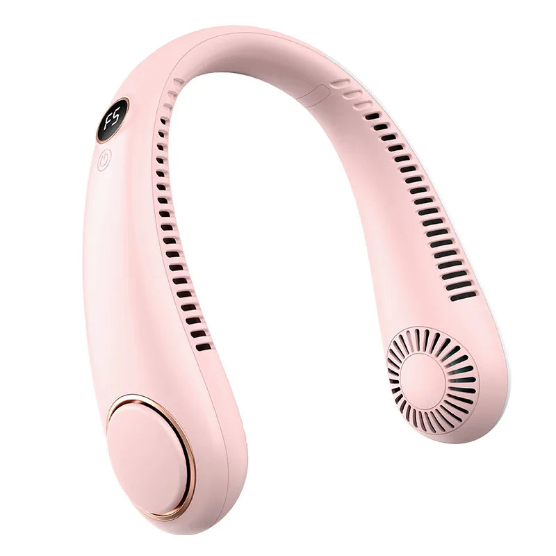 USB Rechargeable Bladeless Neck Fan 5 Speed Portable Air Cooler
