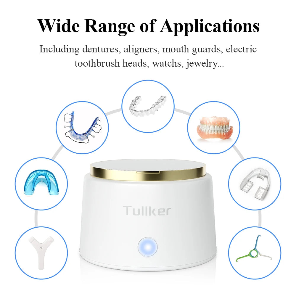 Tullker Ultrasonic Retainer Cleaner With UV Light Dentures Braces Jewelry