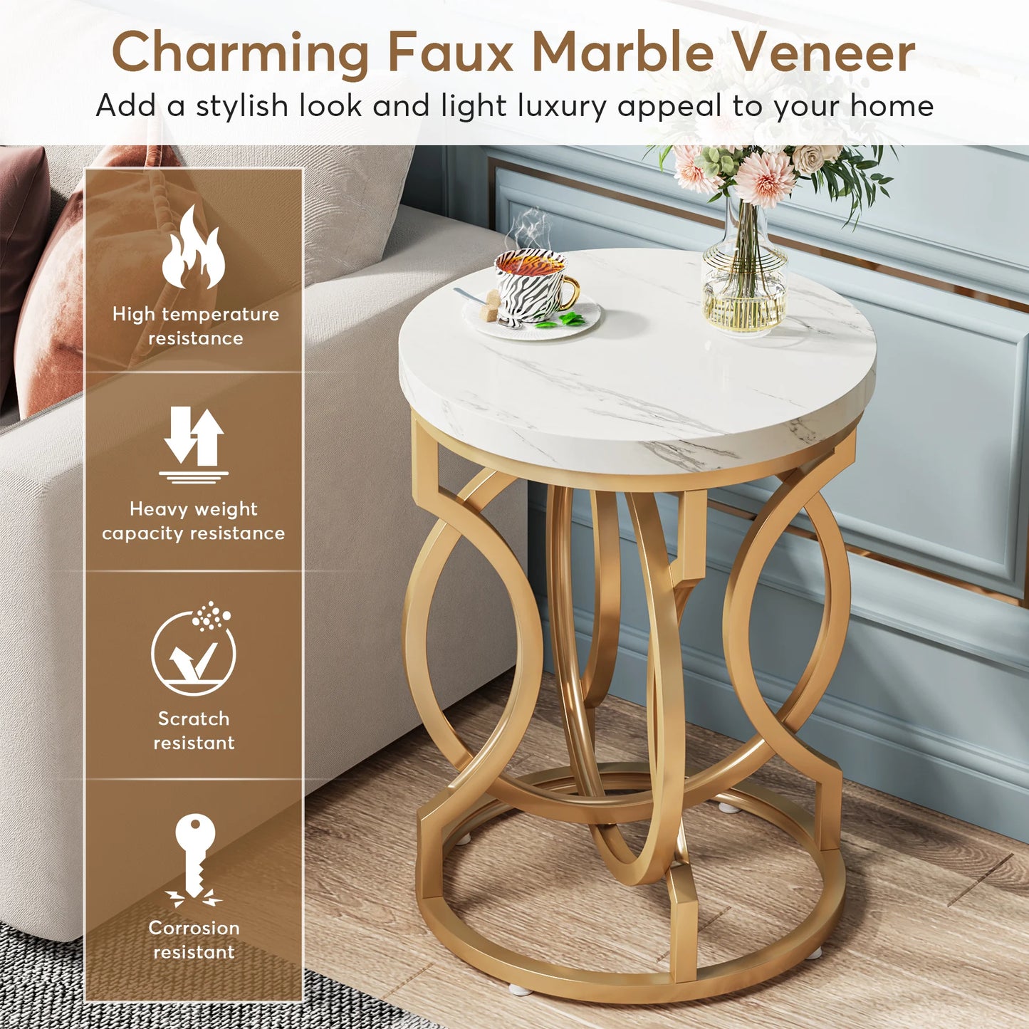 Tribesigns Modern Round End Table With Thick Wood Top