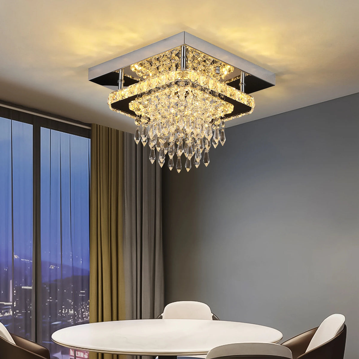 VETRULUS Modern K9 Crystal LED Ceiling Chandelier Living Room