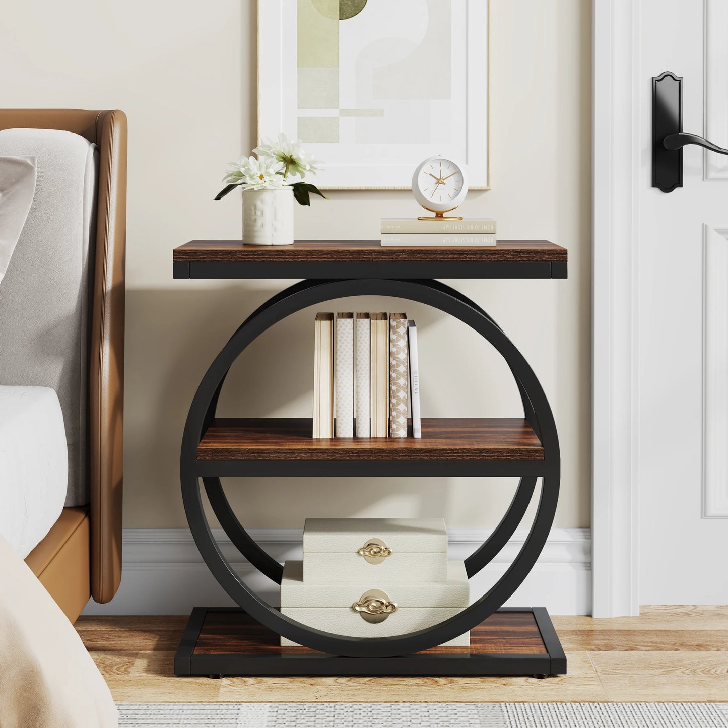 Tribesigns End Table With Shelves Narrow Industrial Side Table