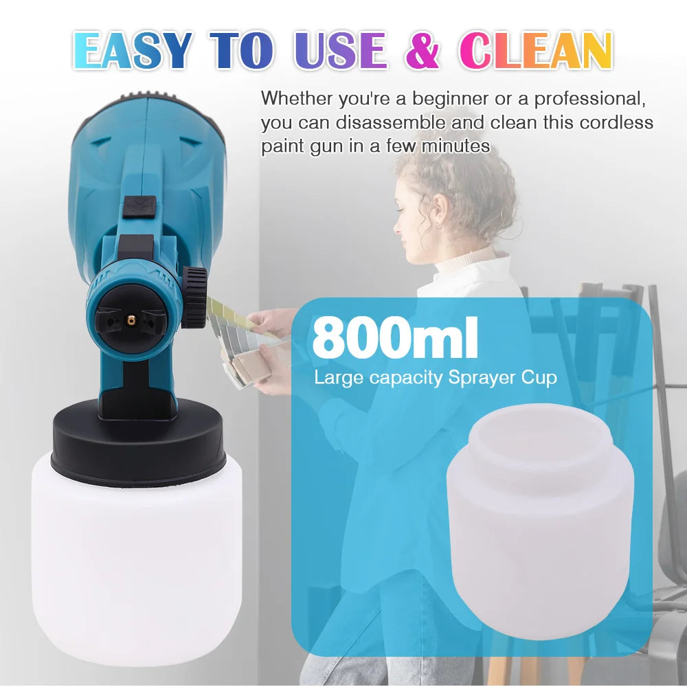 21V Cordless Electric HVLP Paint Sprayer With Rechargeable Batteries