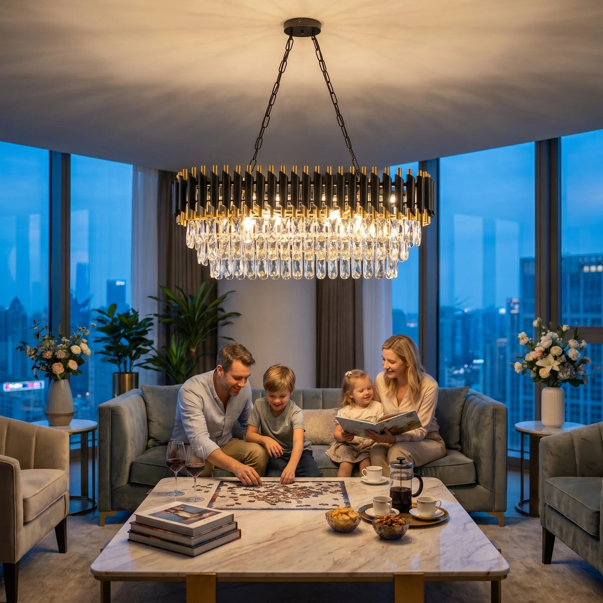 Modern Dimmable Crystal Chandelier For Home Kitchen Bedrooms Ceiling Lighting