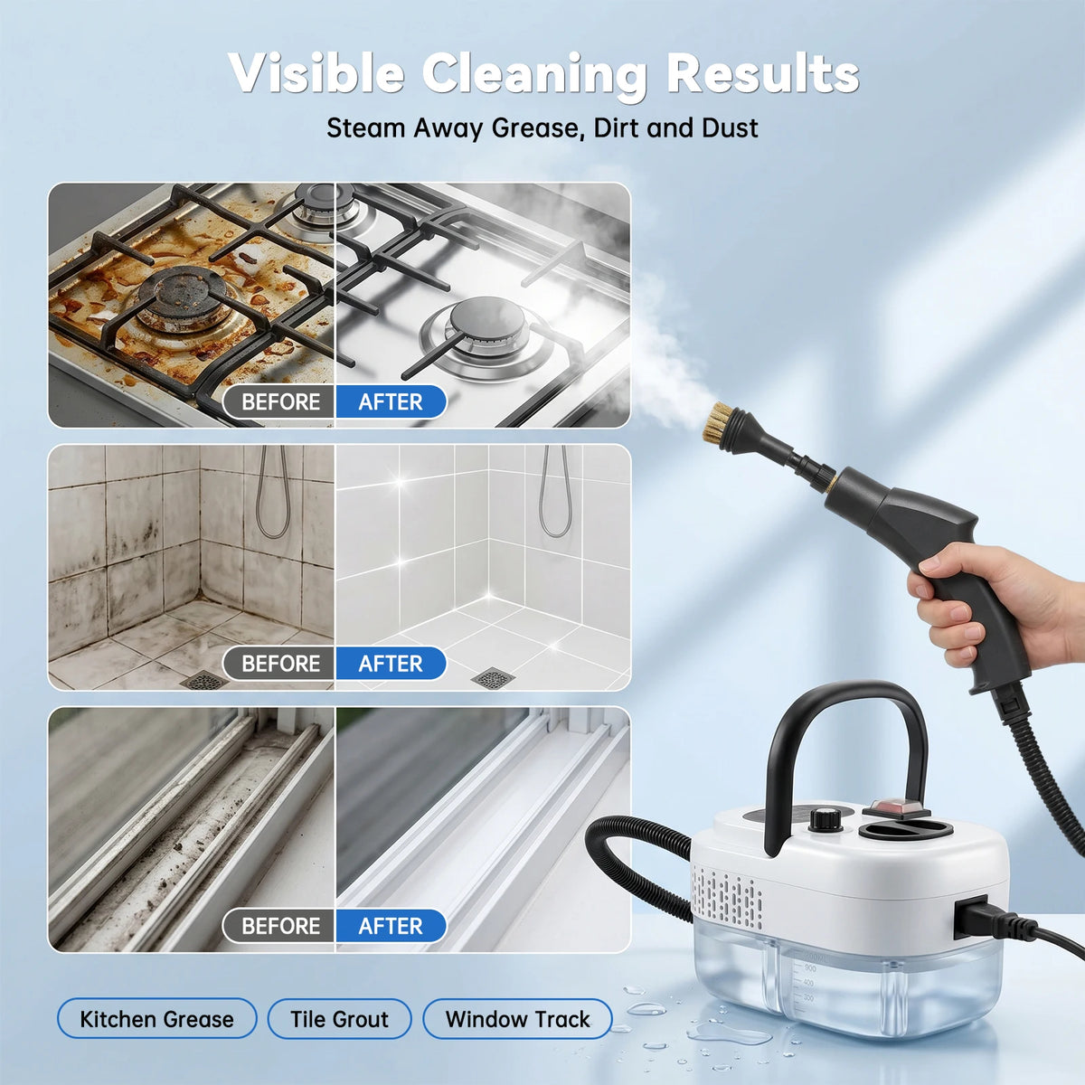 2500W Portable Handheld Steam Cleaner With Multiple Accessories Us Plug