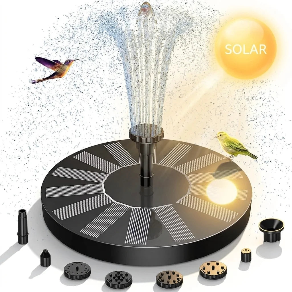 Stable Solar Fountain With Six Nozzles For Garden Pond Landscaping