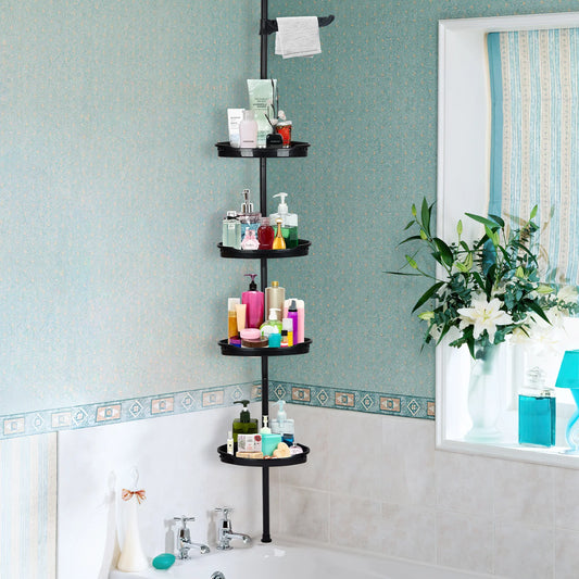 HiMISS Corner Shower Caddy Tension Pole Four Tier Storage Organizer