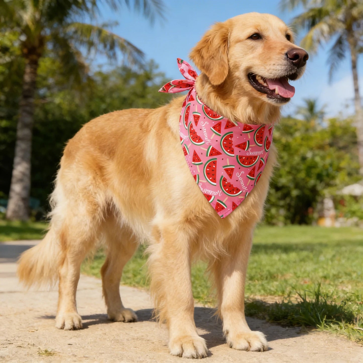 Soft Washable Fruit Floral Dog Bandana Adjustable Cloth Kerchief
