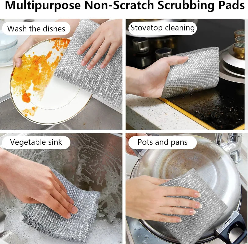 Durable Thickened Double Sided Steel Wire Kitchen Cleaning Cloth Pad