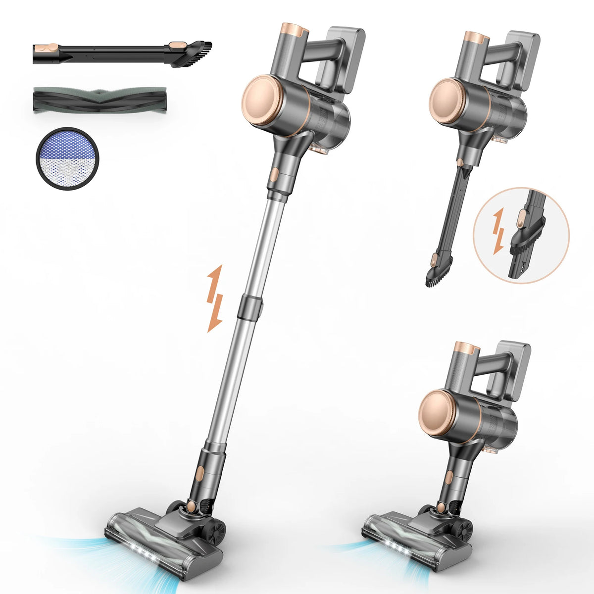 Yisora N8 Cordless Stick Vacuum Cleaner Lightweight Bagless Cyclone Filter