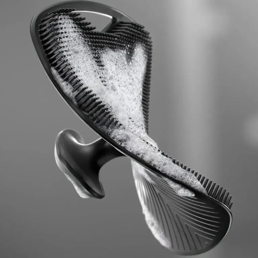 Exfoliating Silicone Bath Brush Cleanser With No Slip Handle