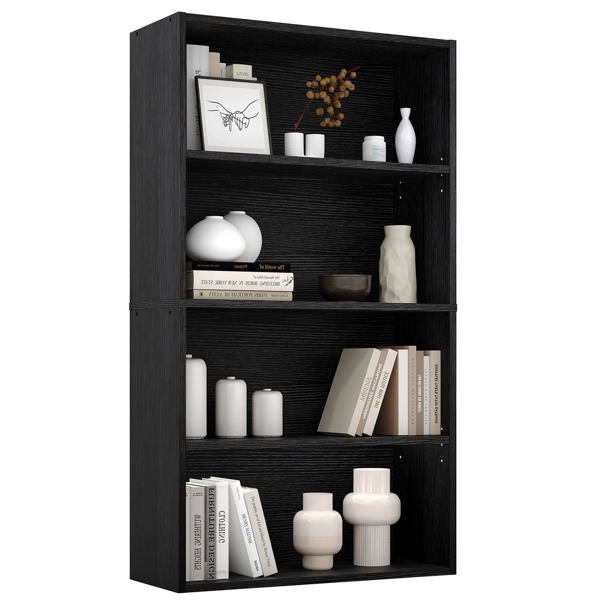 JHK 4 Tier Wooden Bookcase Tall Storage Rack Living Room