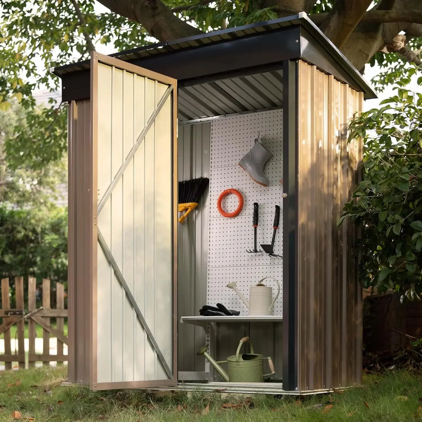 Lockable Metal Outdoor Storage Shed Waterproof For Garden And Backyard