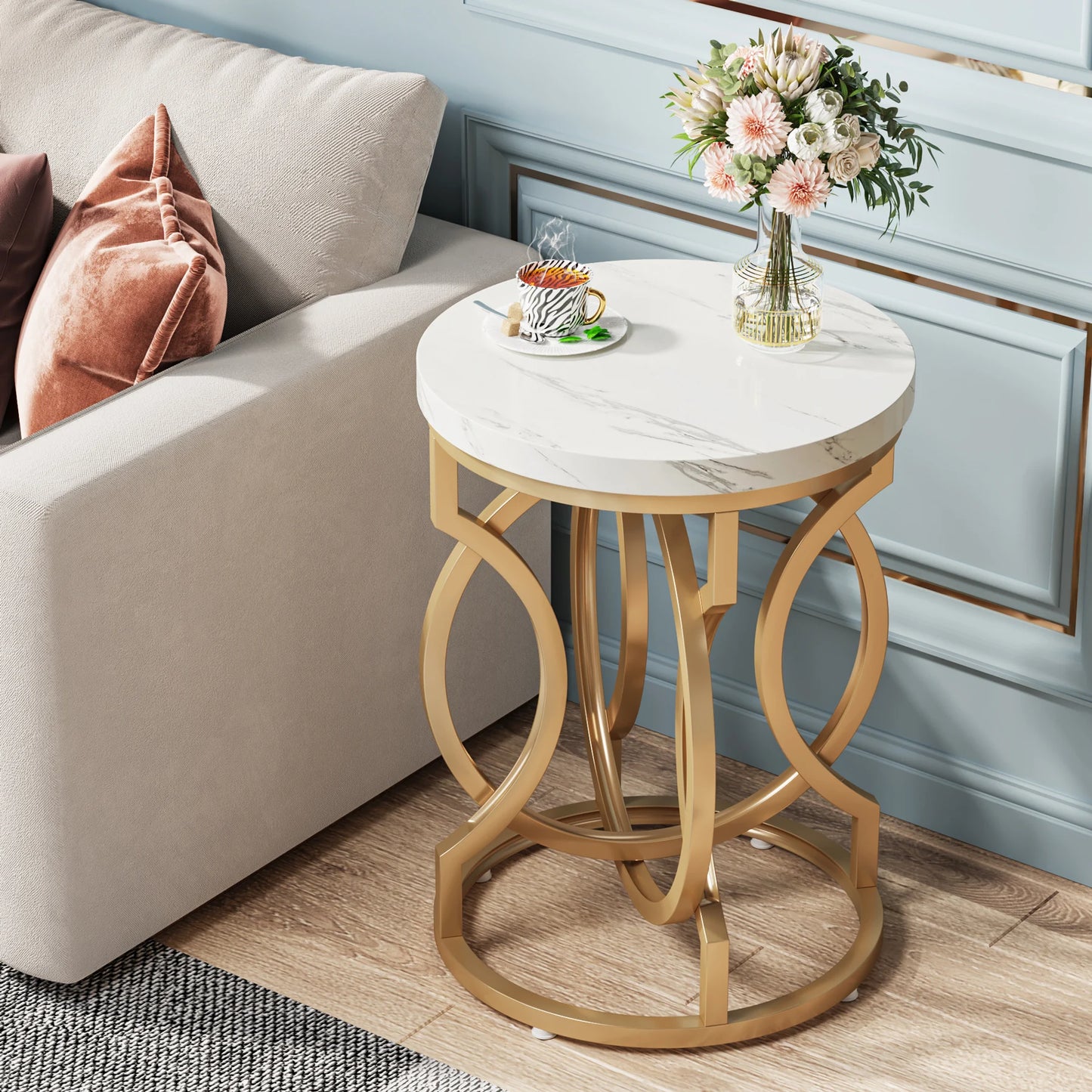 Tribesigns Modern Round End Table With Thick Wood Top