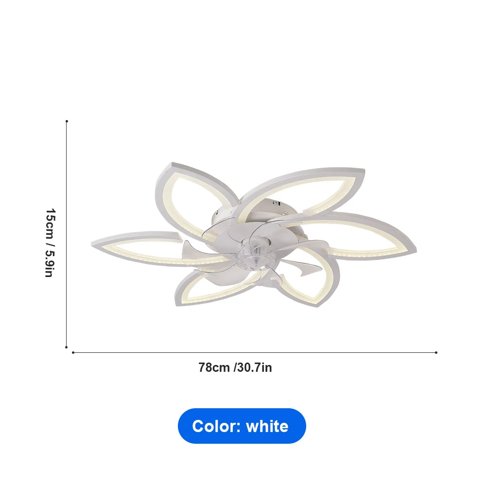 Modern Dimmable Flower Shape Ceiling Fan With Remote Control Timing