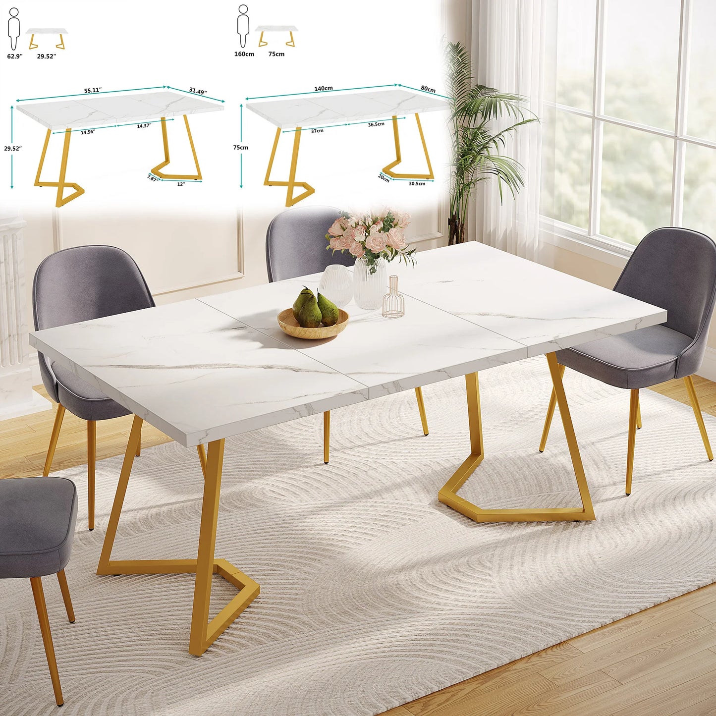 Tribesigns Rectangular Dining Table Modern Kitchen Table
