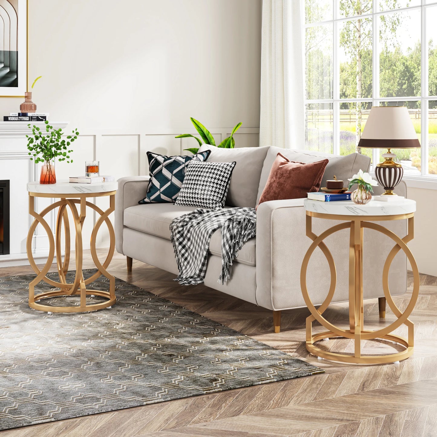 Tribesigns Modern Round End Table With Thick Wood Top