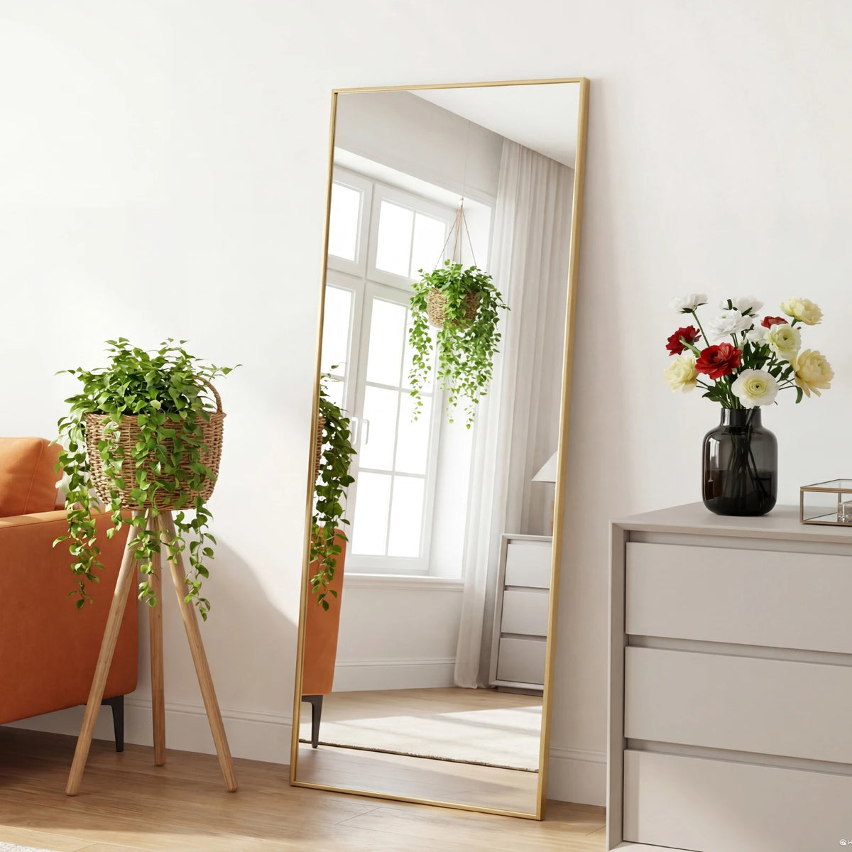 JHK Full Length Mirror Aluminum Frame Leaning Standing Wall Mounted