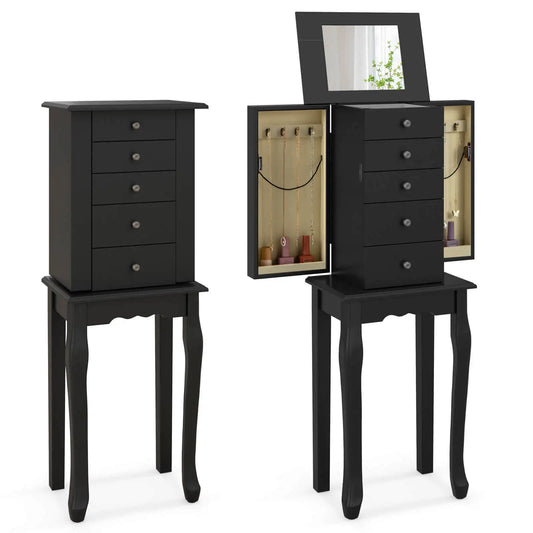HOMASIS Jewelry Cabinet With Mirror Armoire Organizer