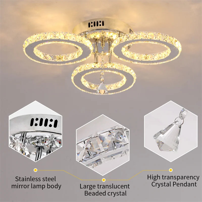 GreeLustr Crystal Ring Pendant Light Ceiling Fixture