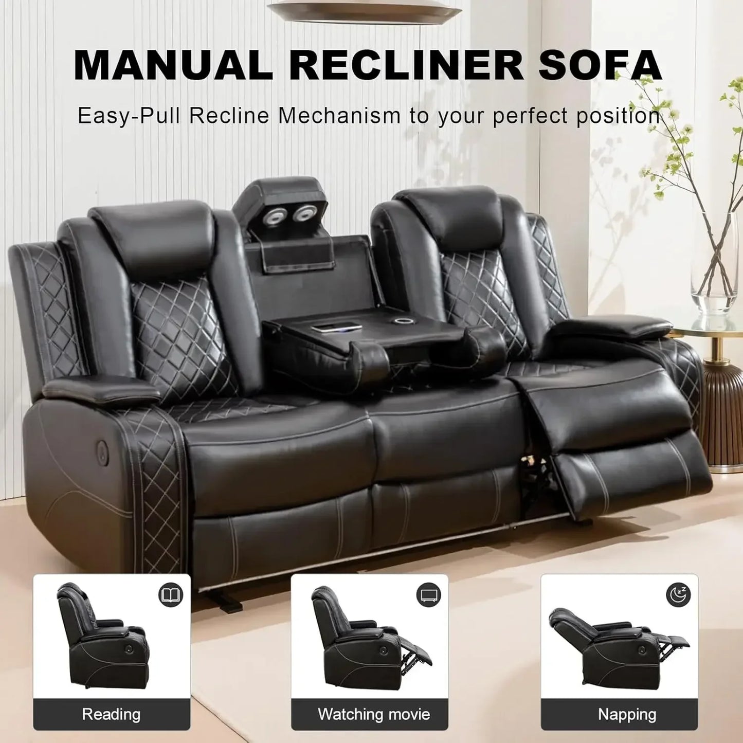 Power Living Room Furniture Set Electric Recliner With LED Light