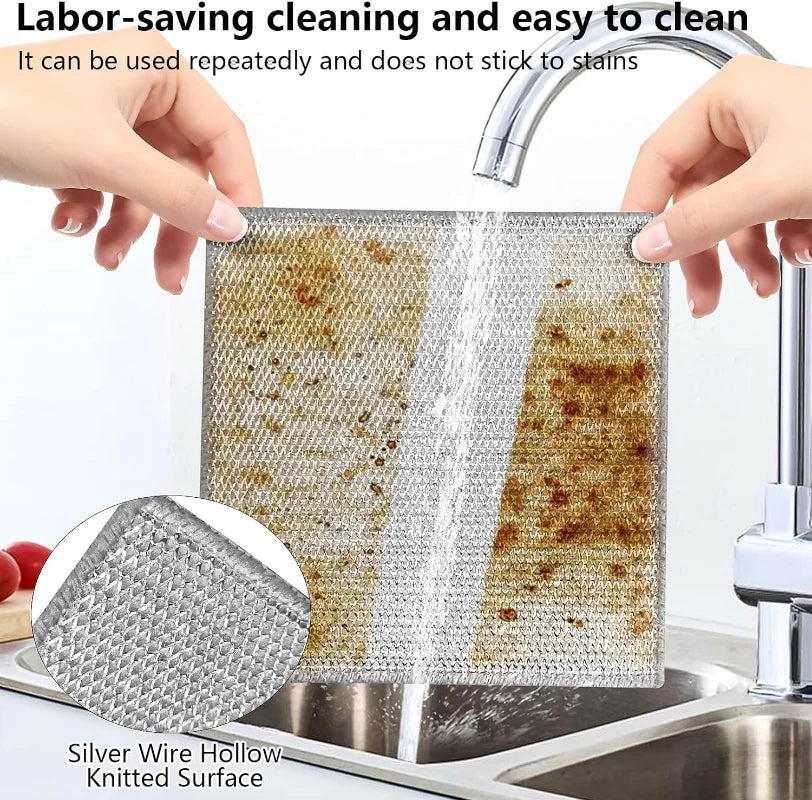 Durable Thickened Double Sided Steel Wire Kitchen Cleaning Cloth Pad