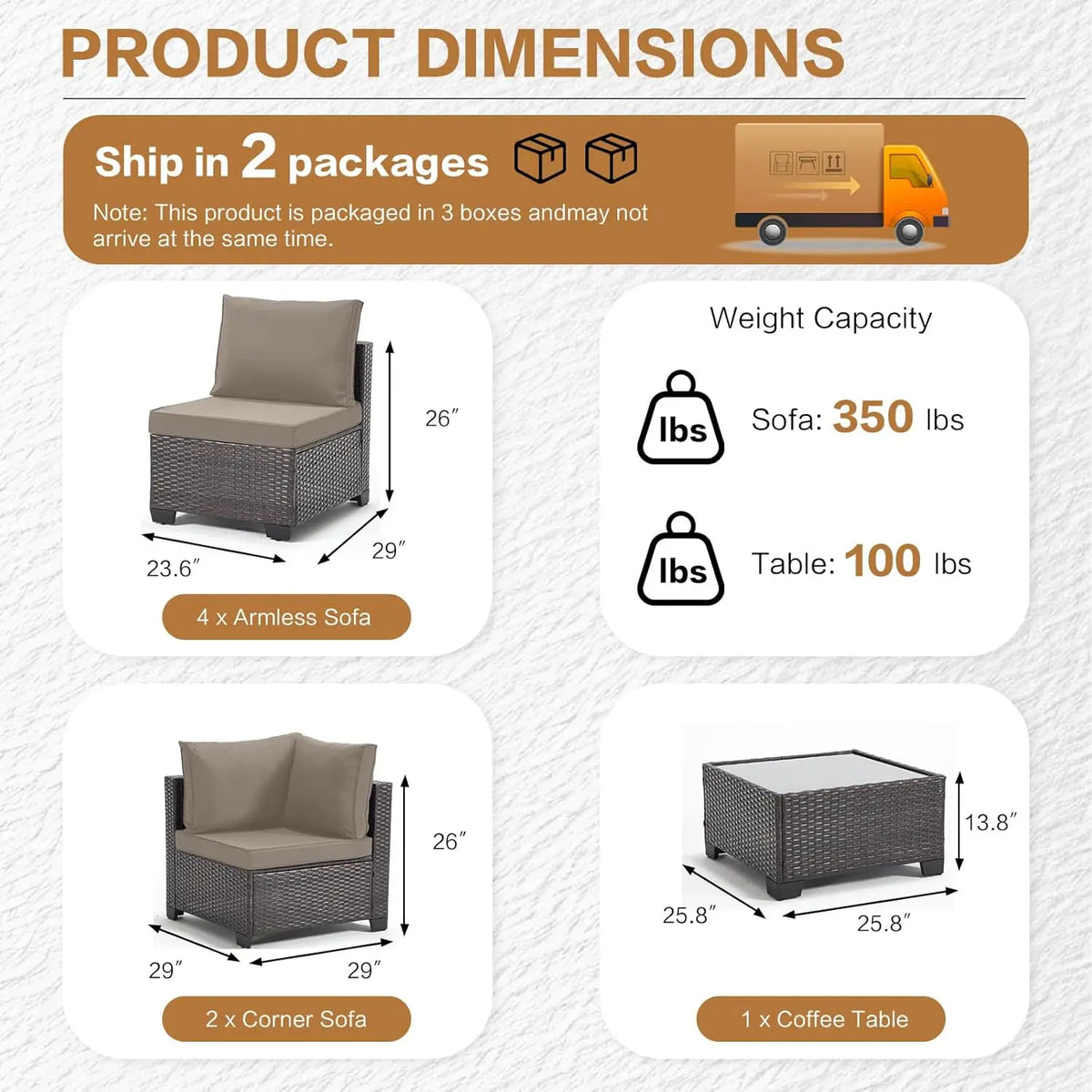 Modern Outdoor Patio Furniture Wicker Sectional Sofa Conversation Garden Set