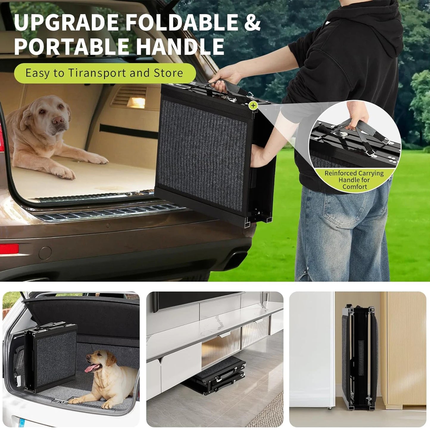 HiMiss Folding Dog Ramp For Large Dogs Non Slip Portable