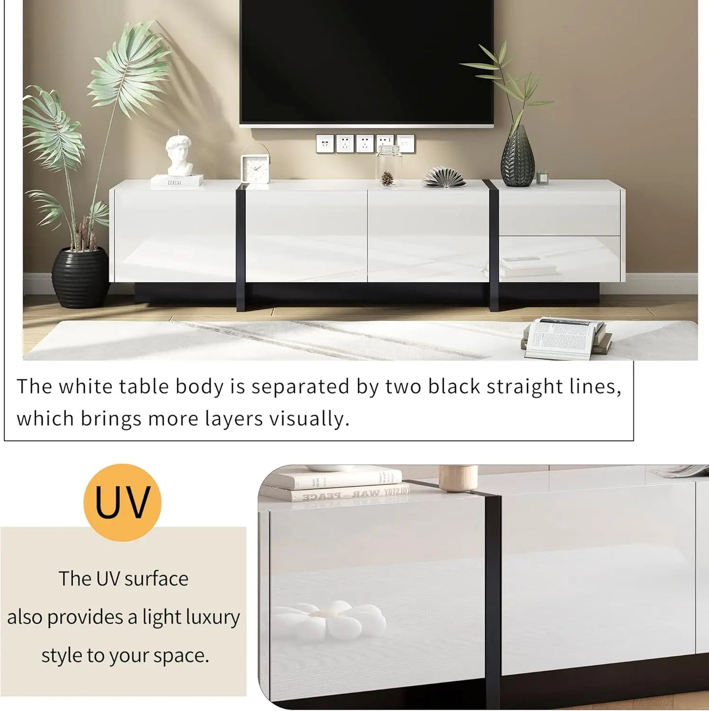 XMSJ Contemporary TV Stand with Modern Storage Cabinet