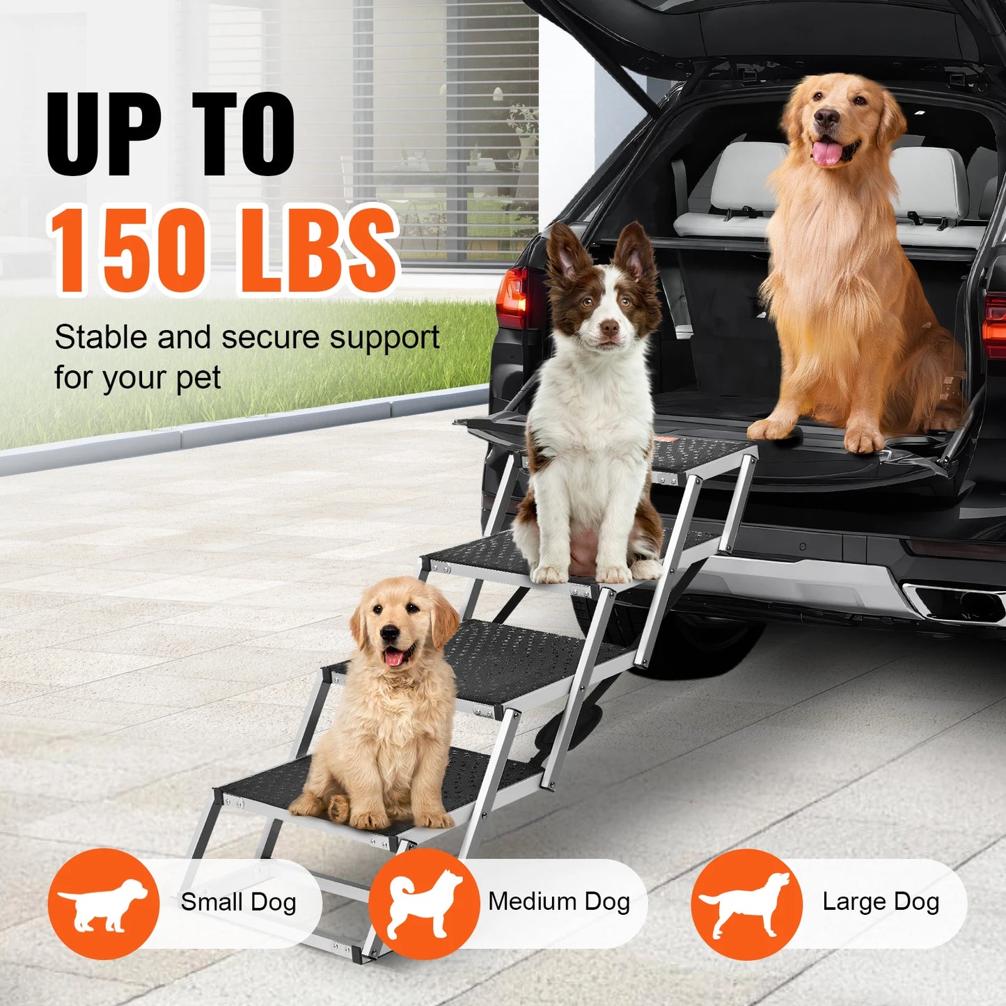 SucceBuy Folding Portable Dog Stair For Cars SUVs Trucks