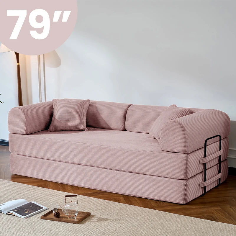 Corduroy Convertible Sofa Bed Foldable Loveseat Sleeper