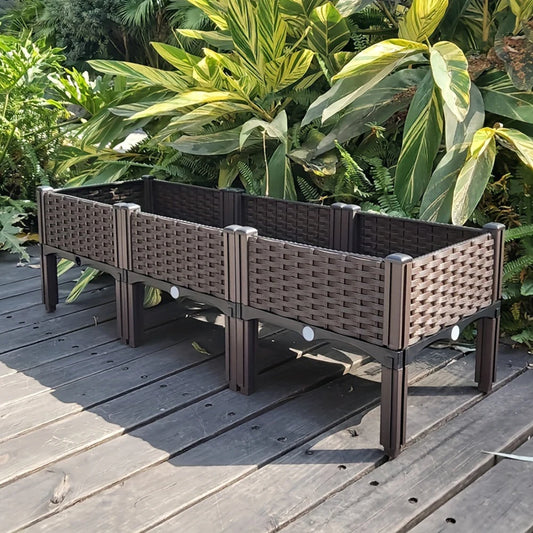 Plastic Raised Garden Bed With Legs Raised Planter Box Indoor Outdoor Drainage