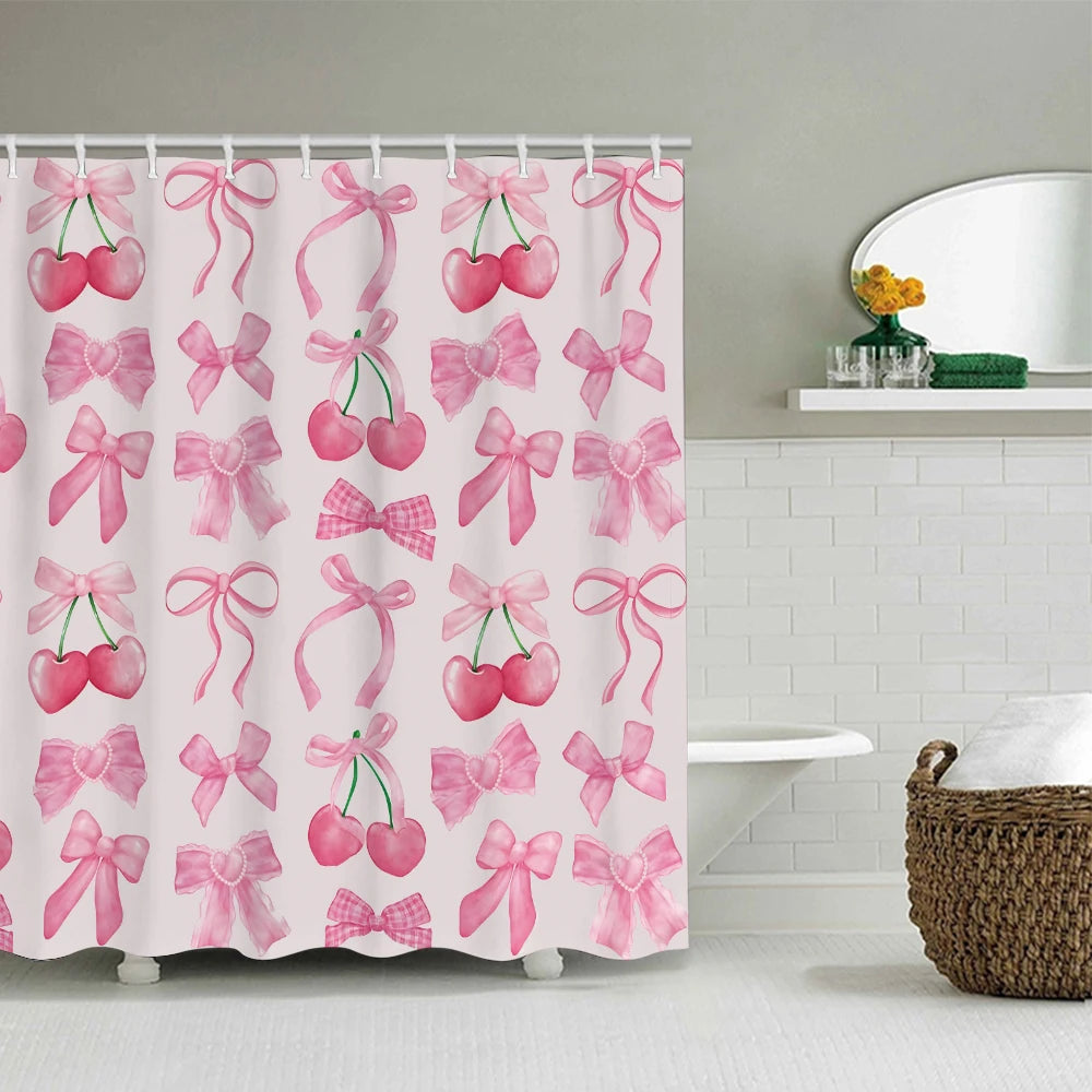 Bathroom Four-Piece Set With Avant-Garde Waterproof Shower Curtain