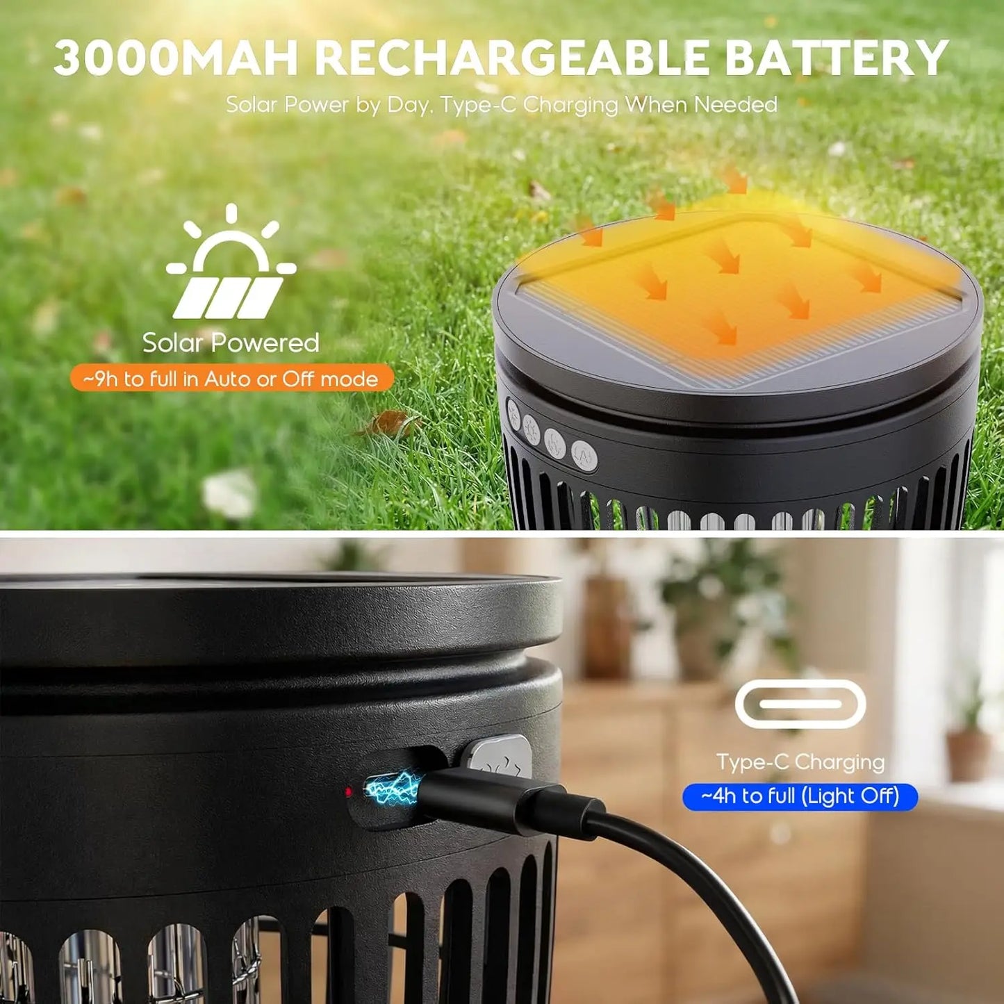Solar Bug Zapper Outdoor 3-In-1 Mosquito Trap For Yard Garden