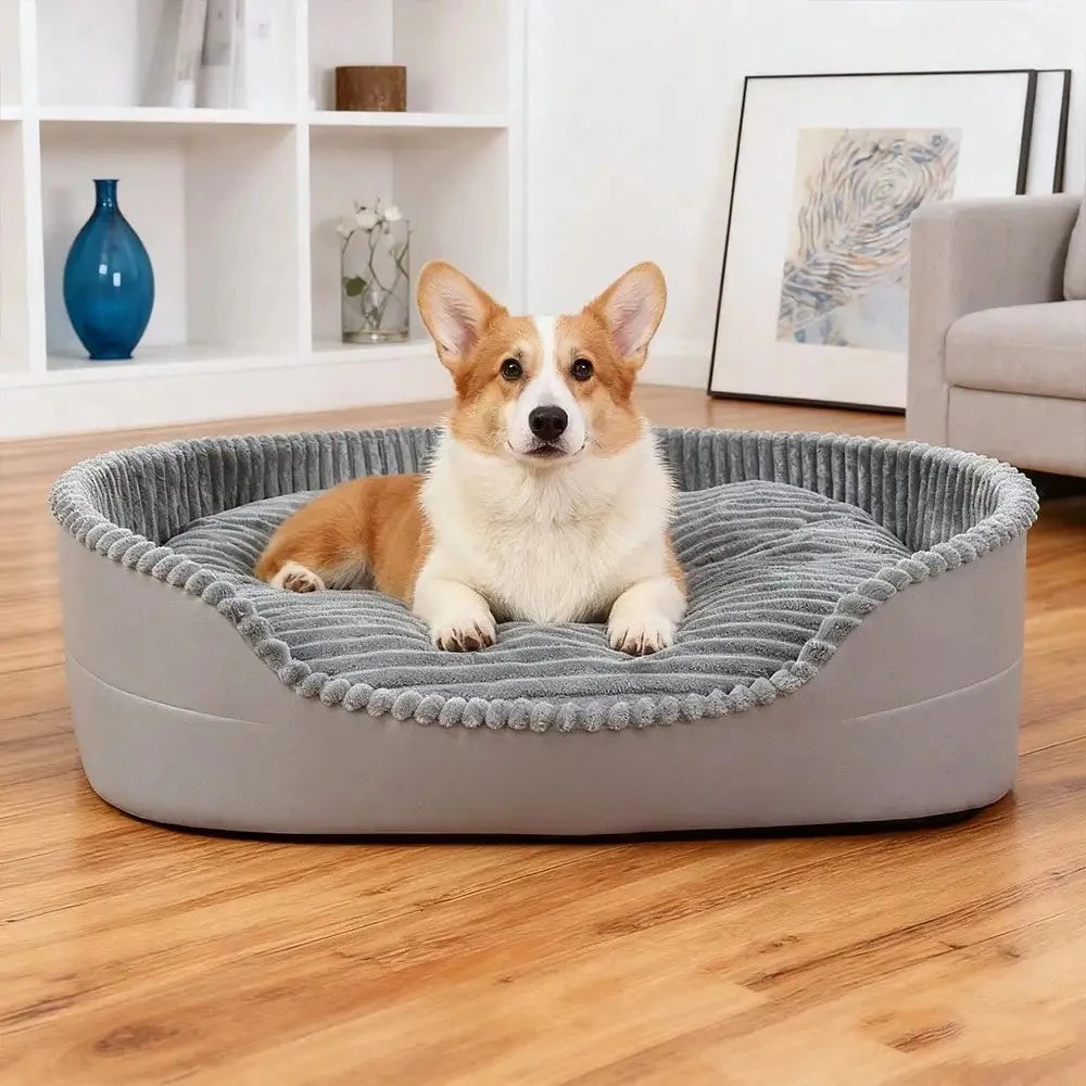 Machine Washable Soft Cozy Pet Bed With Warm Mat For All Seasons Indoor Outdoor